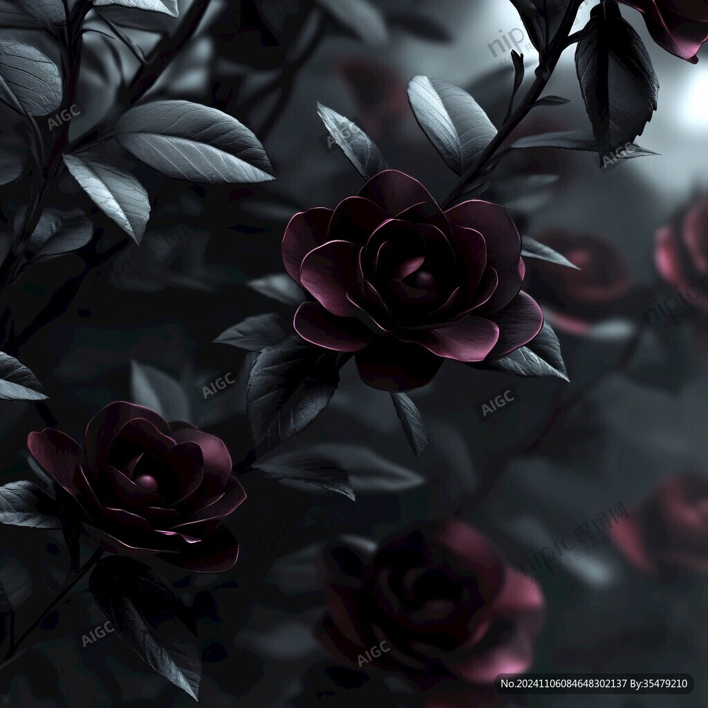 3d立体玫瑰花藤背景