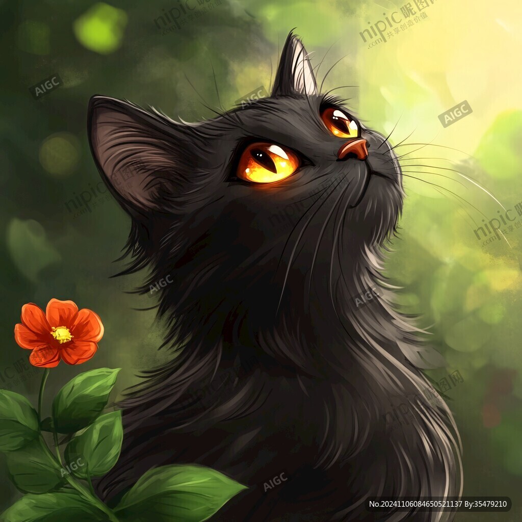 小黑猫插画