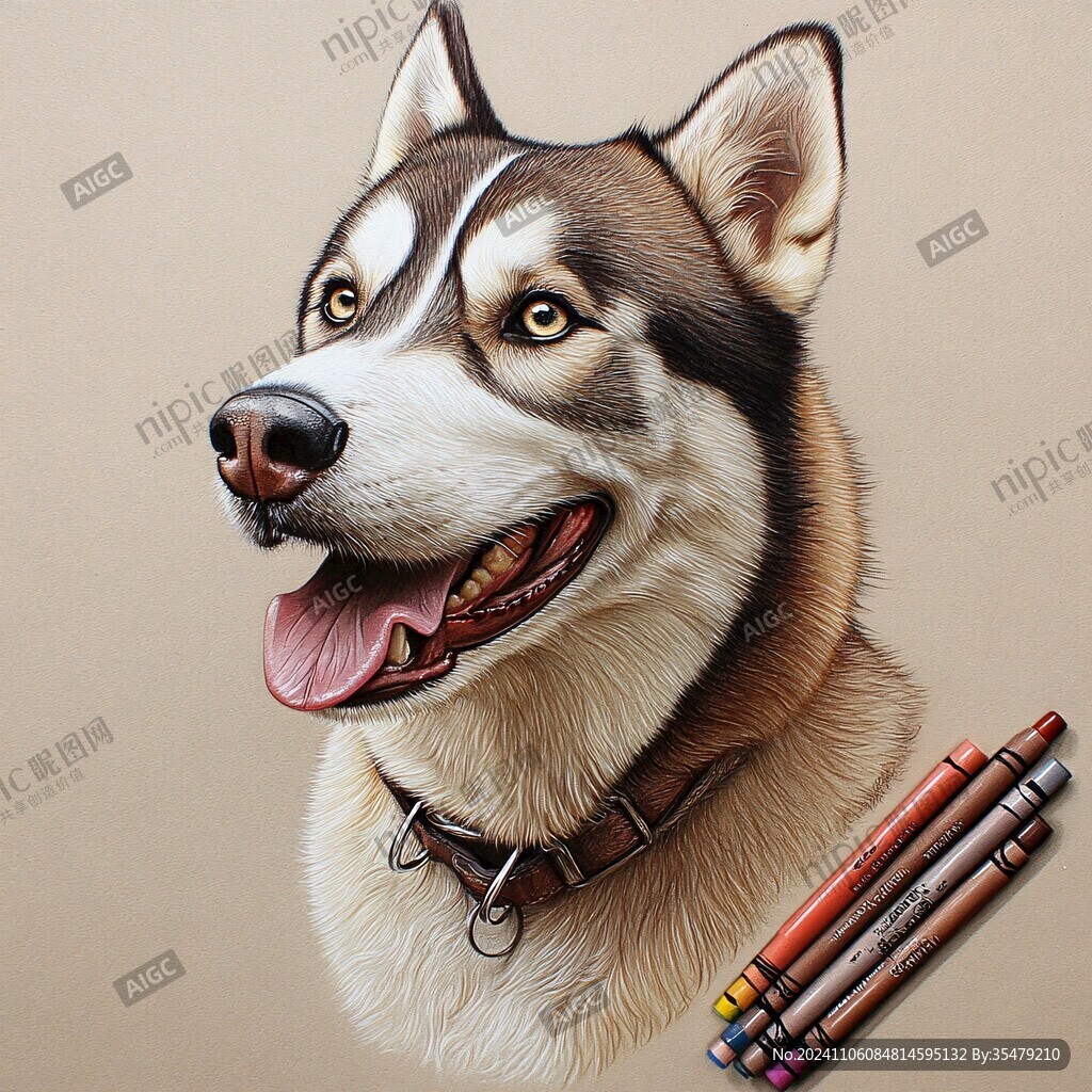 狗狗写实插画