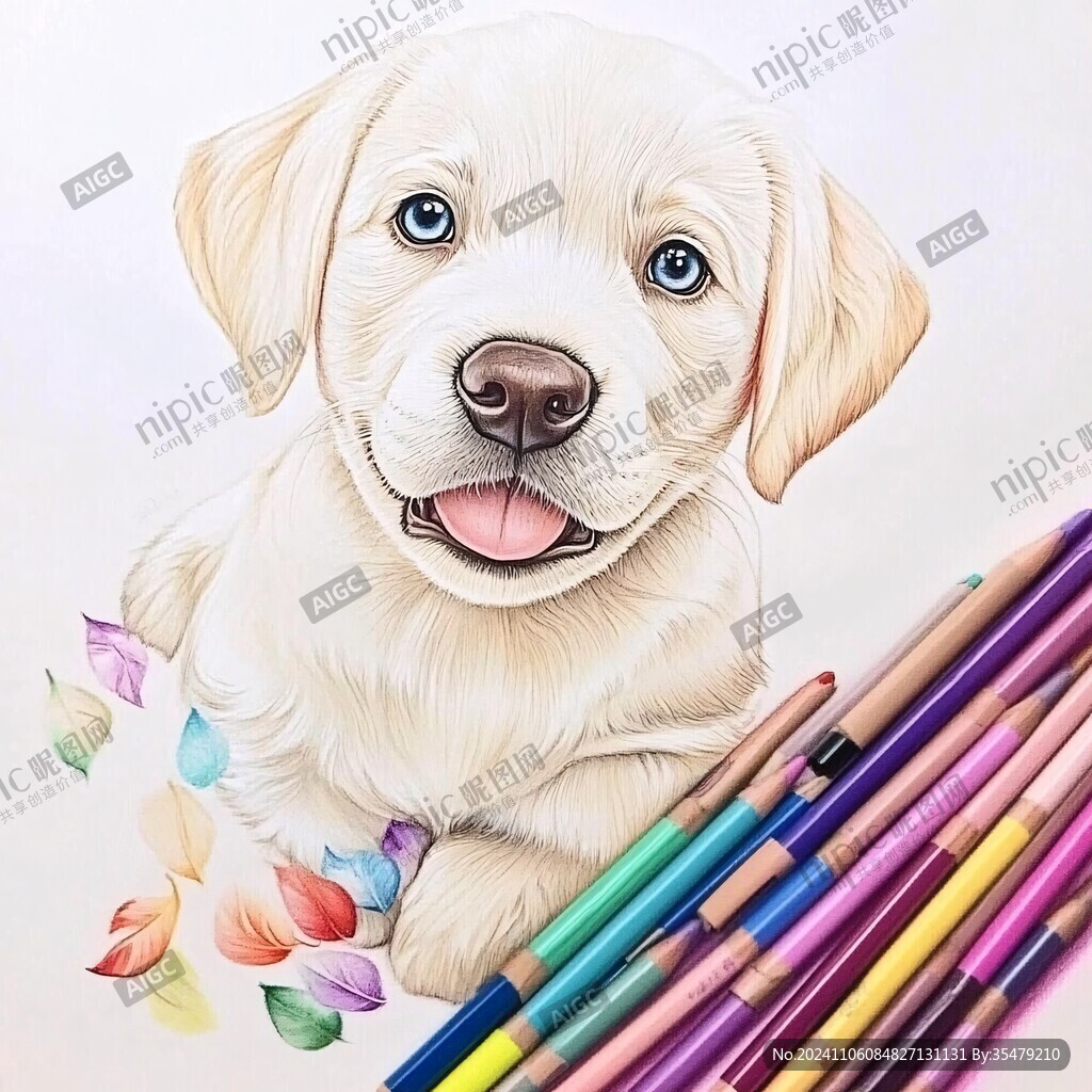 彩铅手绘狗狗