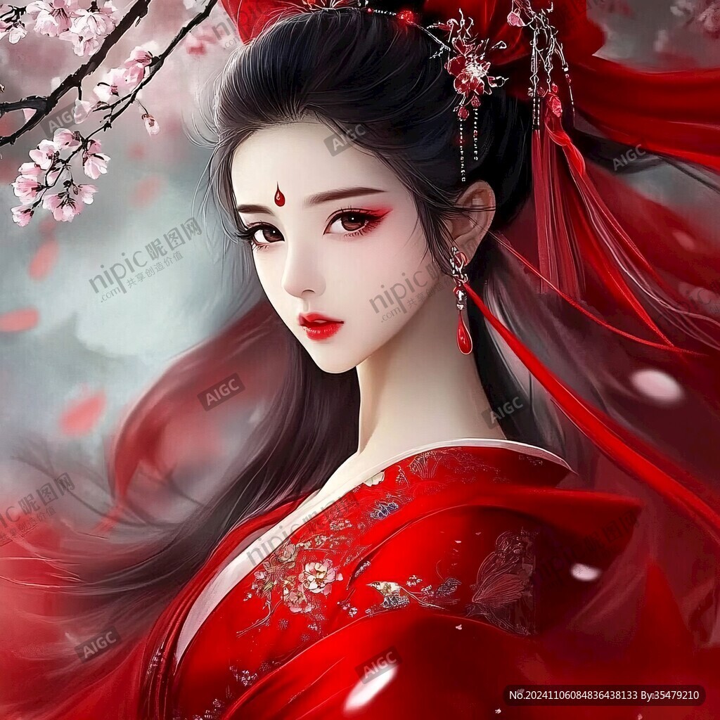 红衣少女设计古风