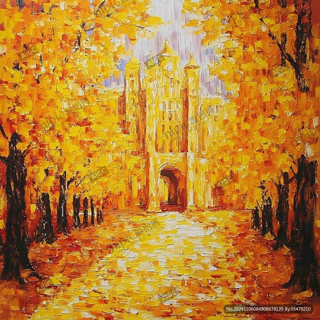 银杏树油画