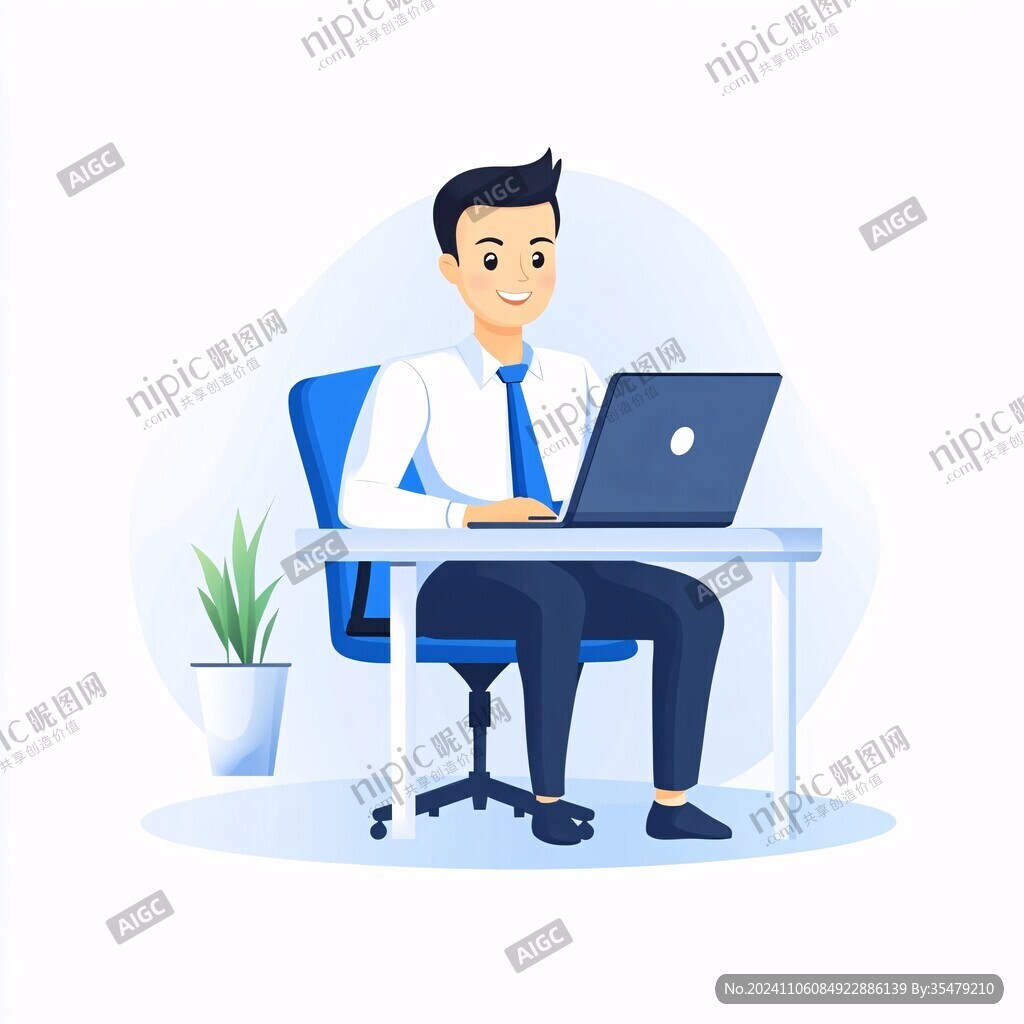 扁平风人物工作