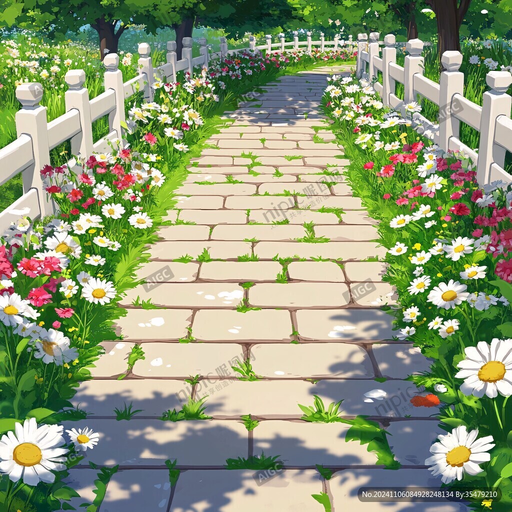 花丛中的小路