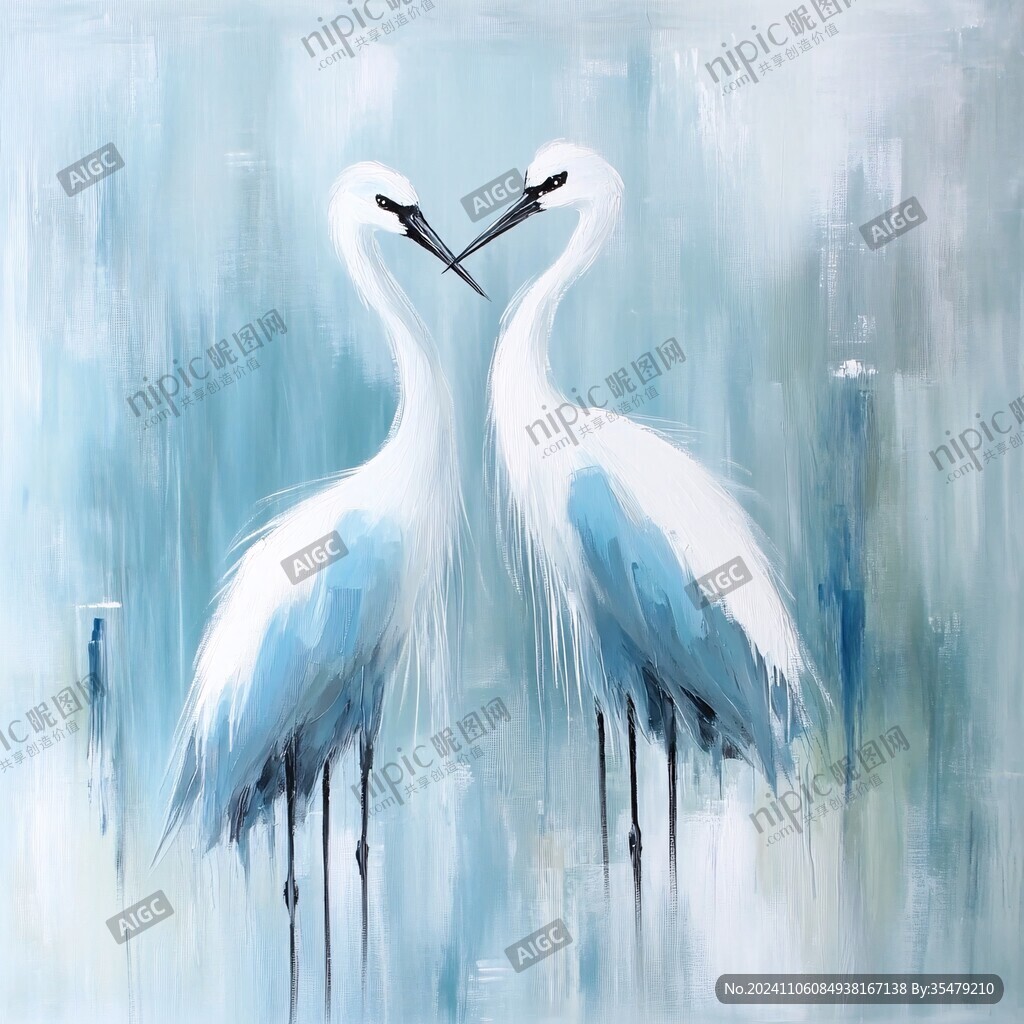 白鹭油画