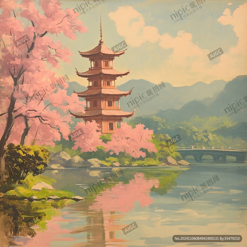 风景水粉