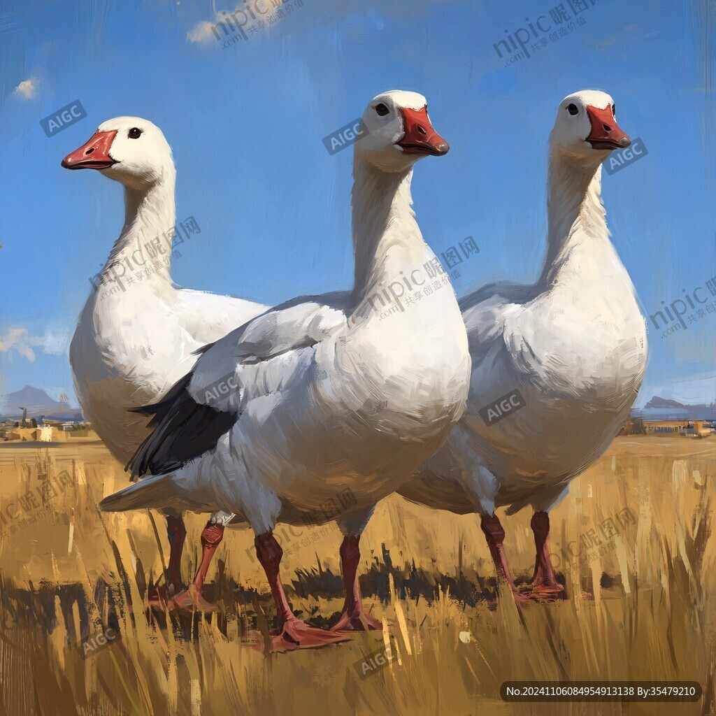 乡村大鹅插画