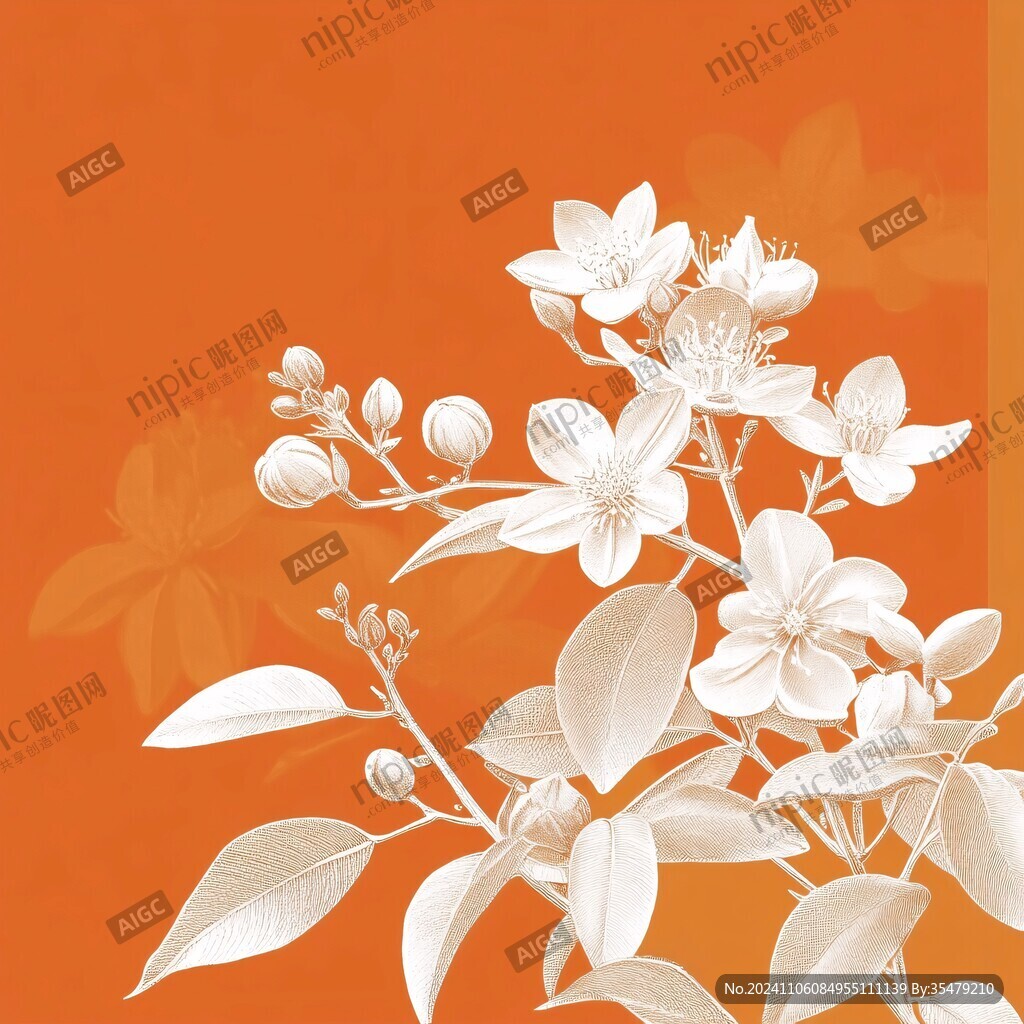 手绘桔子花