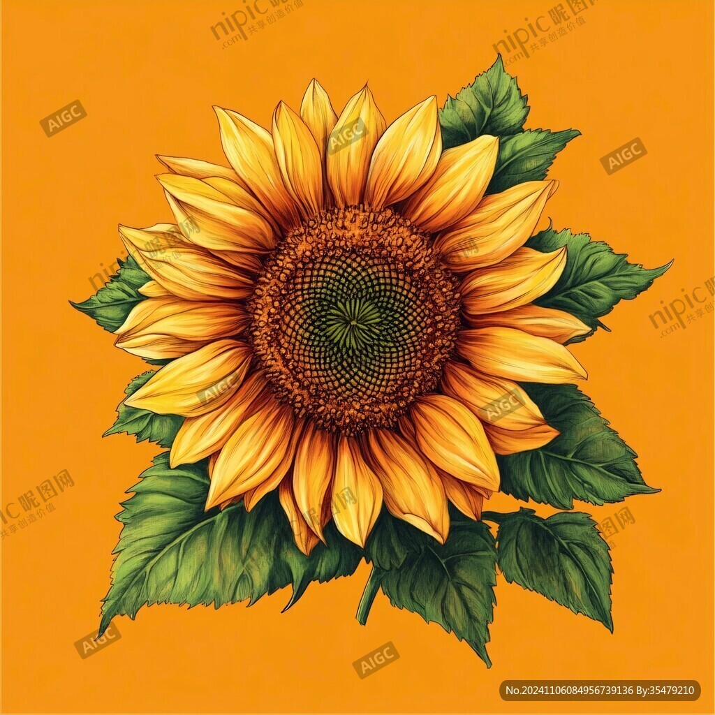 高清手绘太阳花向日葵