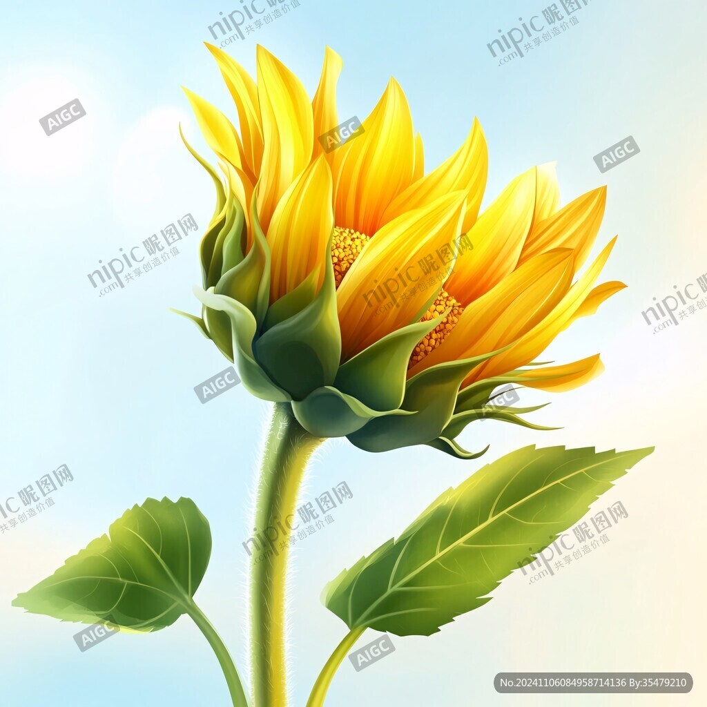 高清手绘太阳花向日葵