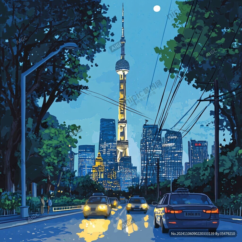 东方明珠电视塔插画