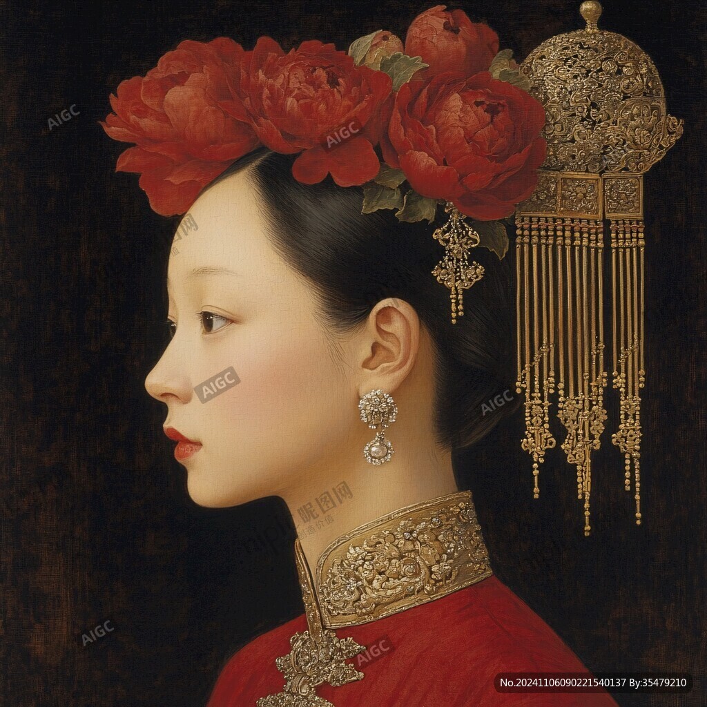 清朝美人插画