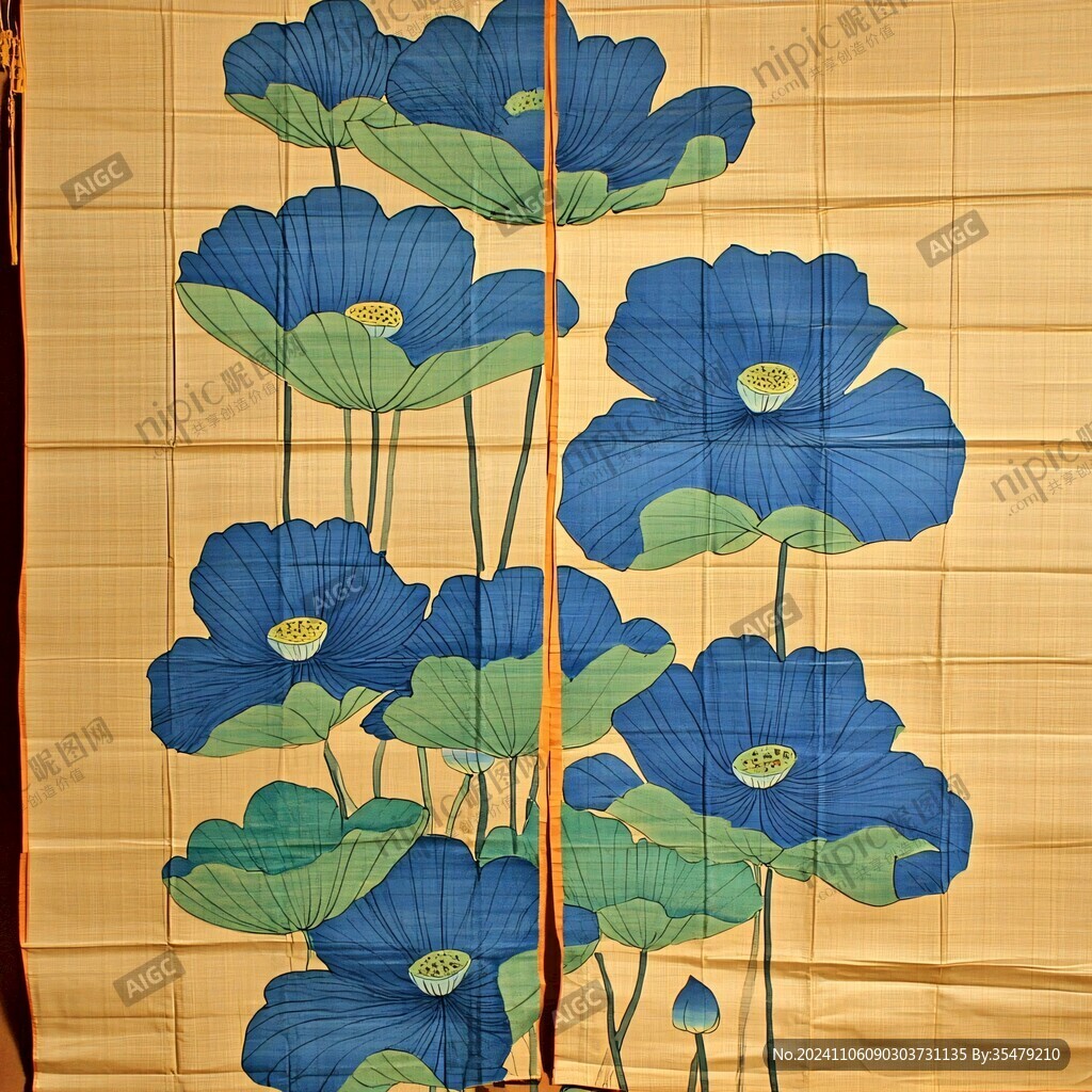 荷花门帘