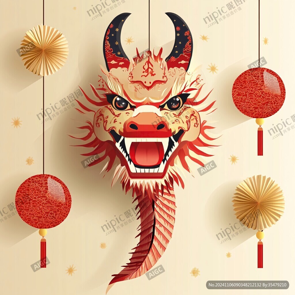 牛舞狮插画