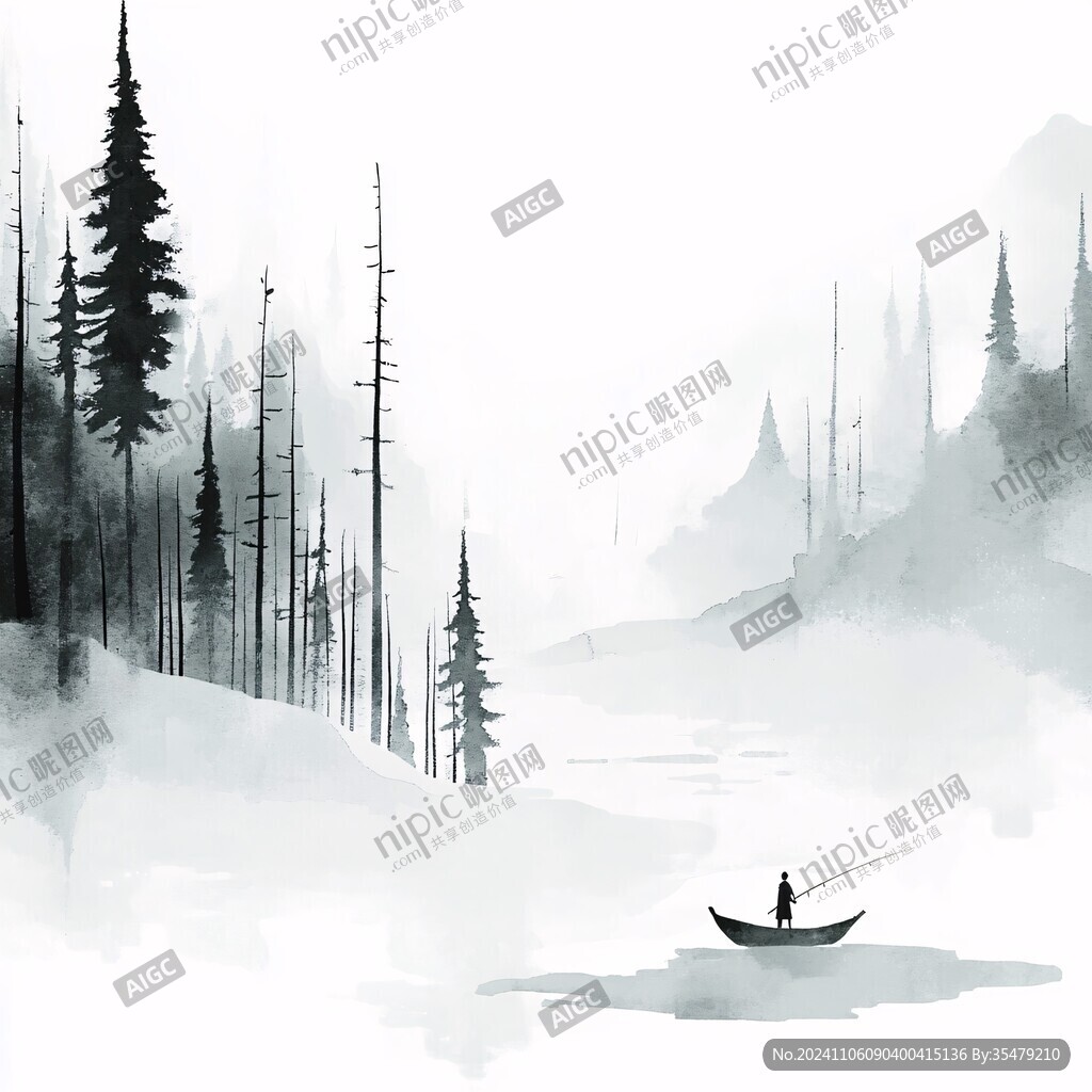 山水行舟插画