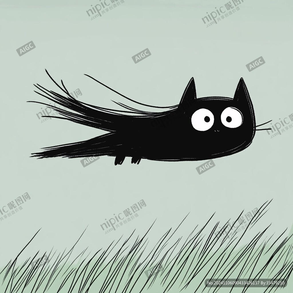 小黑猫插画