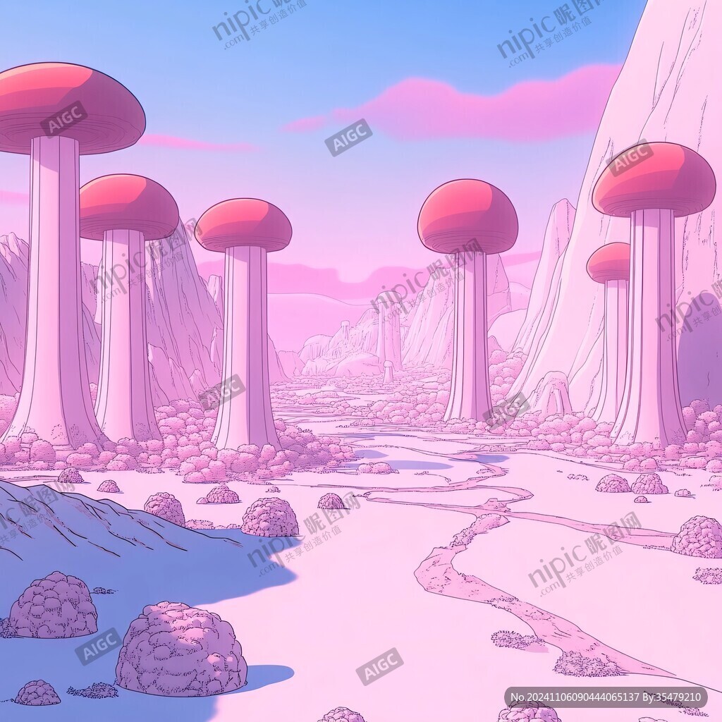 粉色奇幻超现实景观
