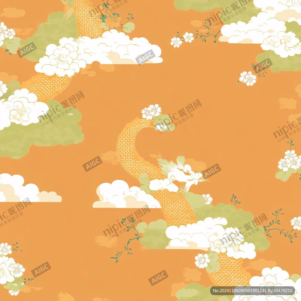 国潮插画云纹