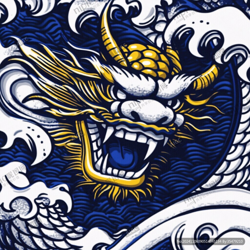 手绘国潮龙头