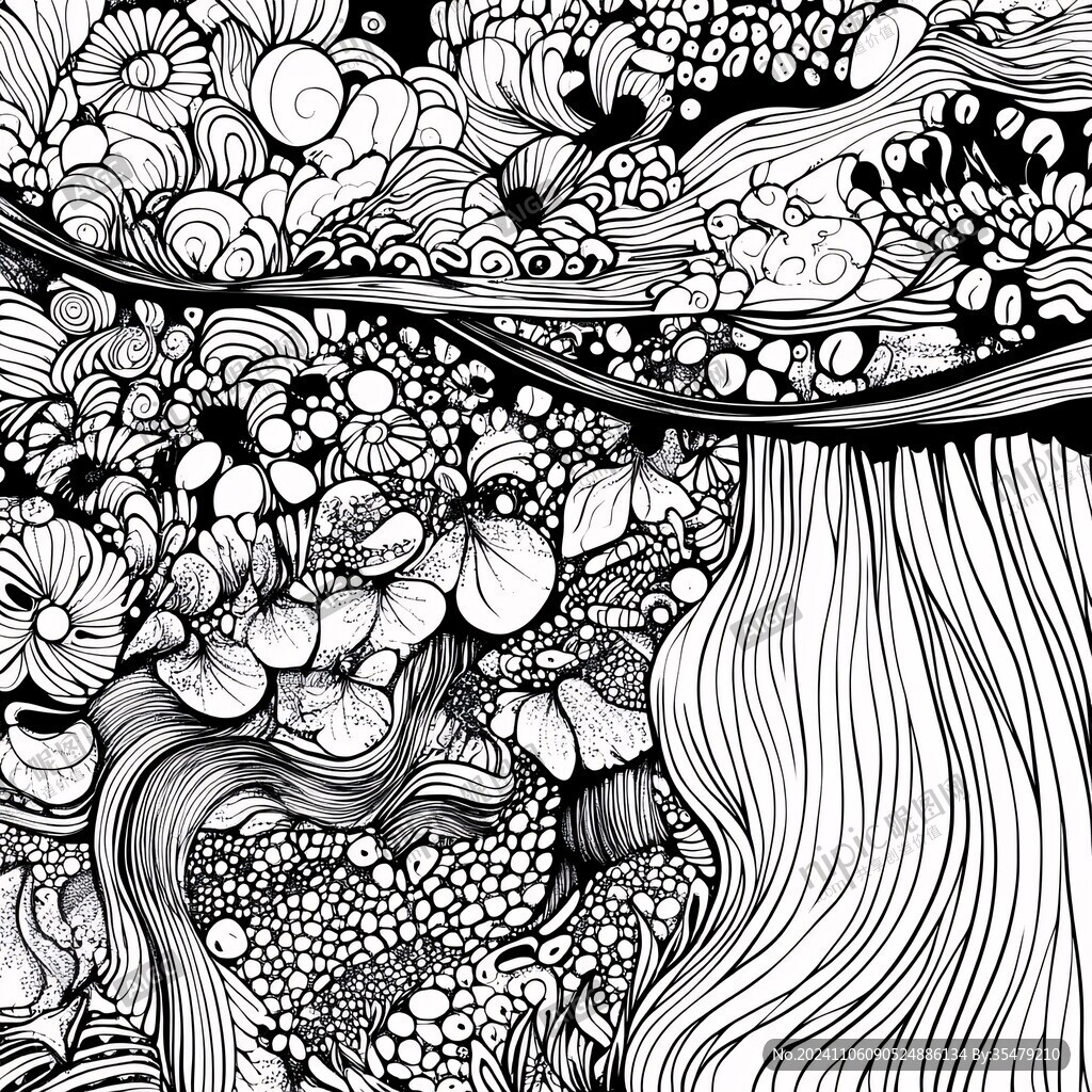 黑白线描插画
