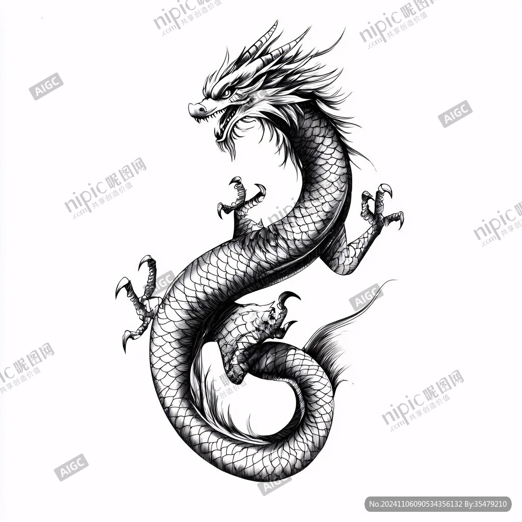 白描手绘龙