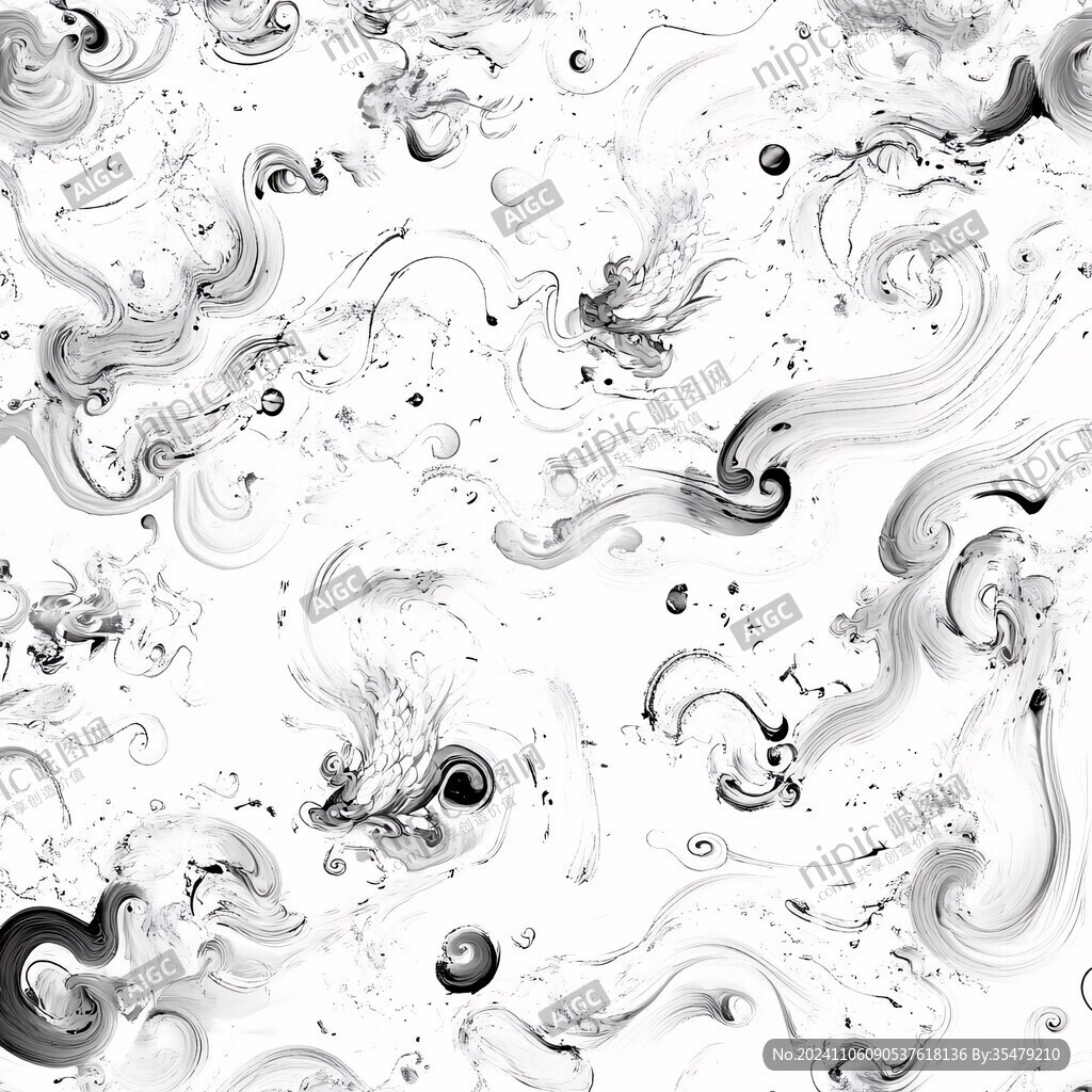黑白流体画