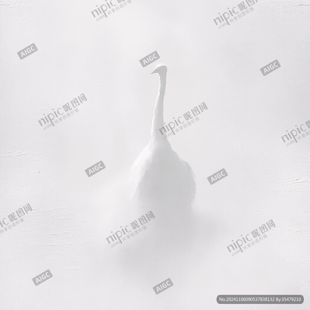 烟雾禅意数字水墨仙鹤