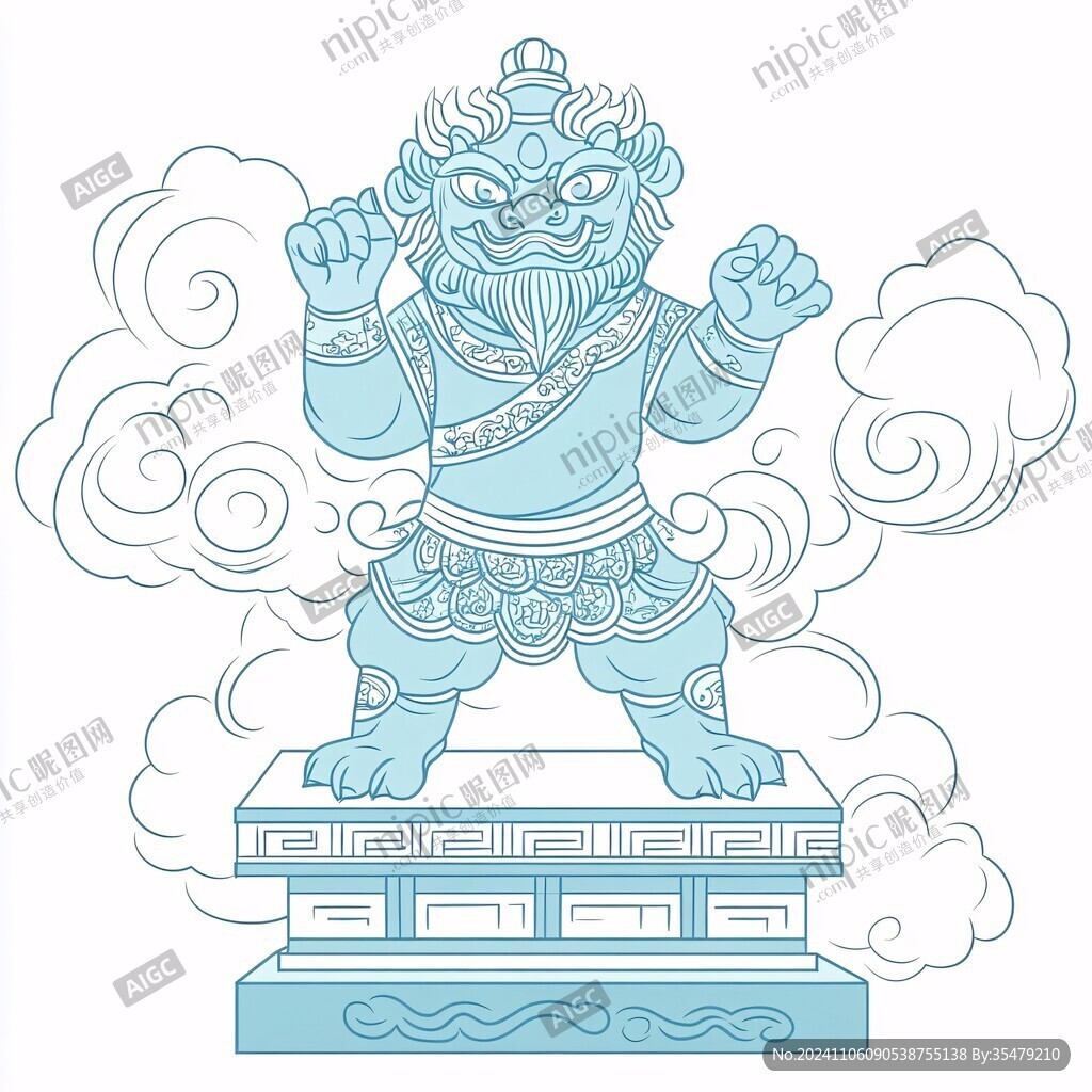 国潮狮线稿