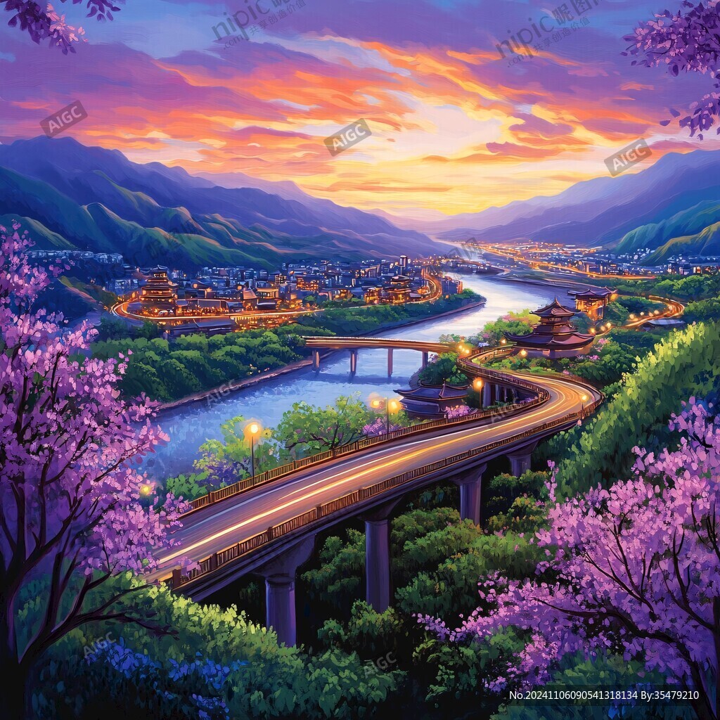 融水县风光插画