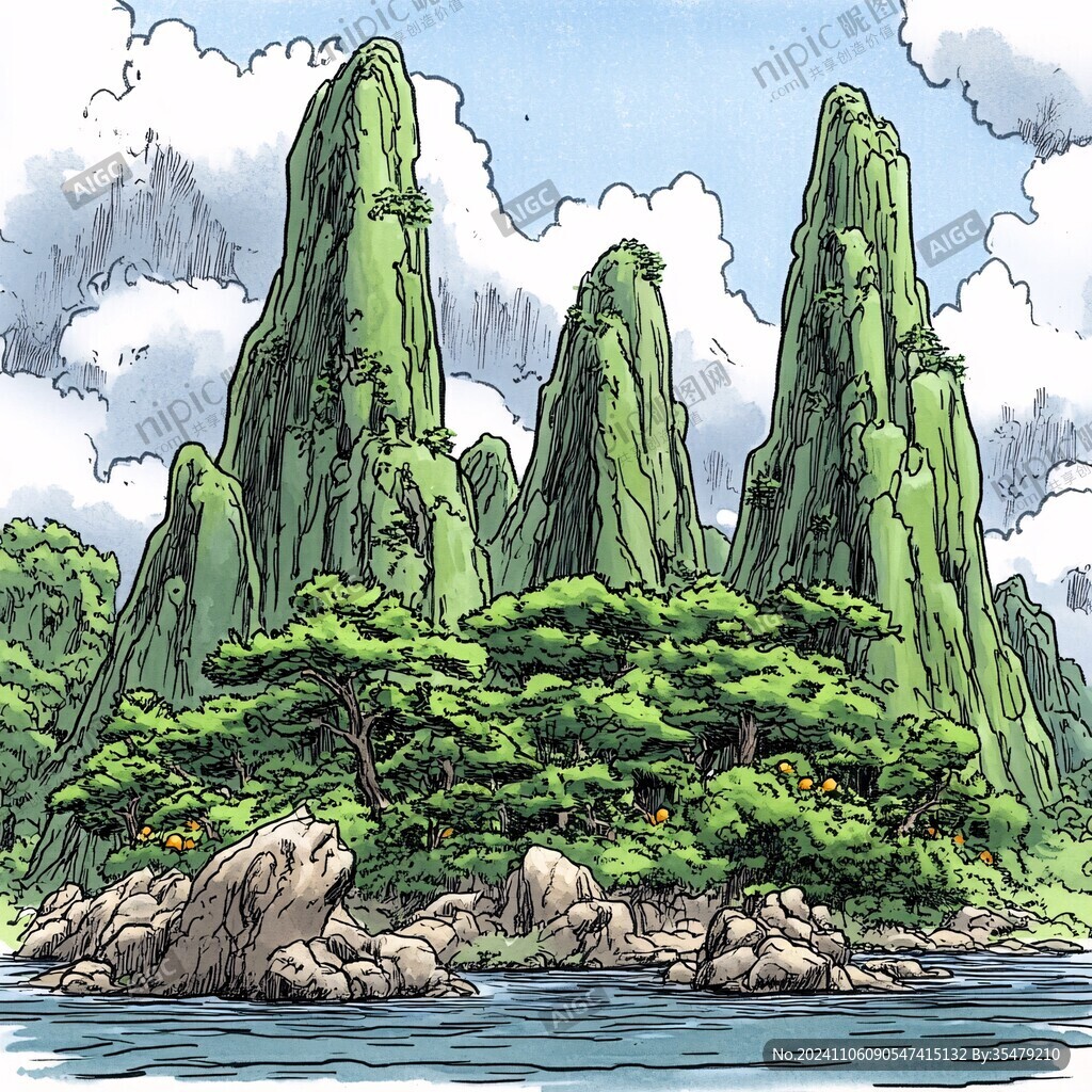 双山岛插画