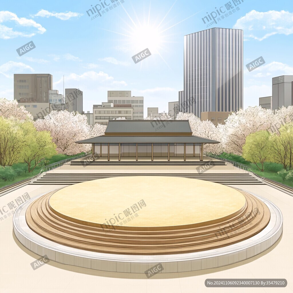 韩国古典建筑舞台背景