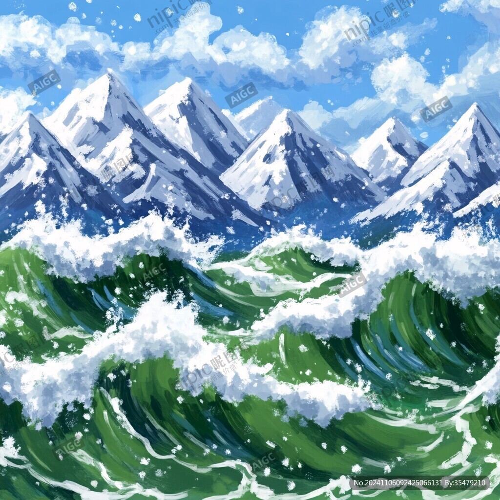 波涛海浪插画
