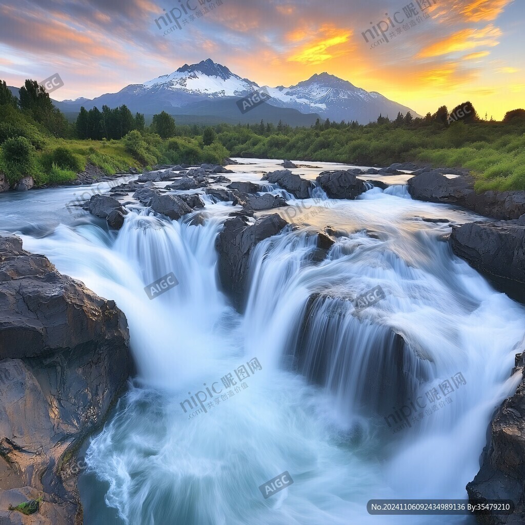 唯美风景山间流水