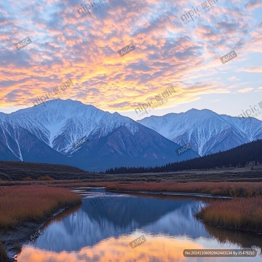 暖调山水风景