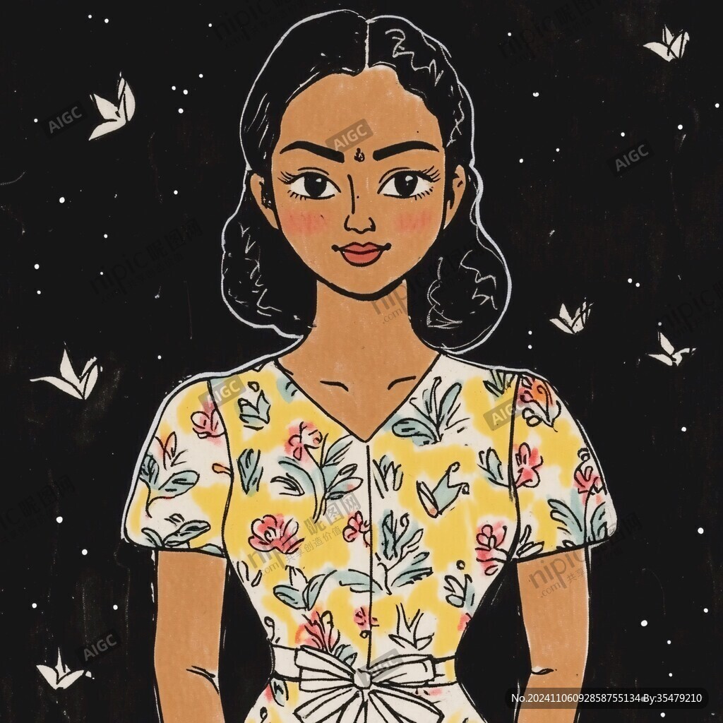 黑人女孩插画