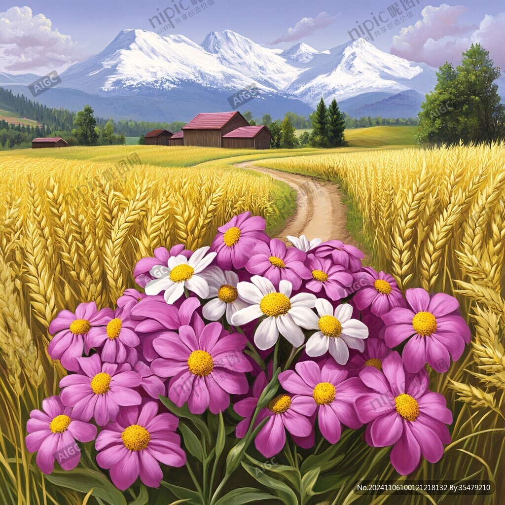 鲜花簇拥的乡村