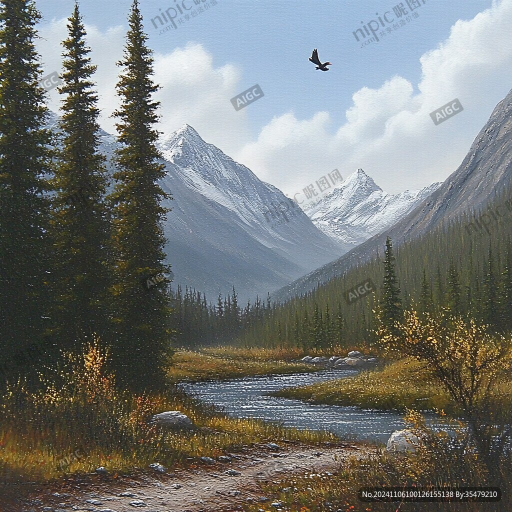 现实山景画