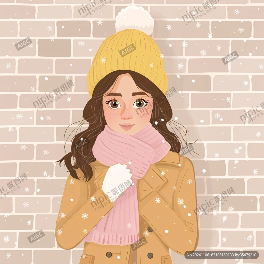 戴帽子女孩插画