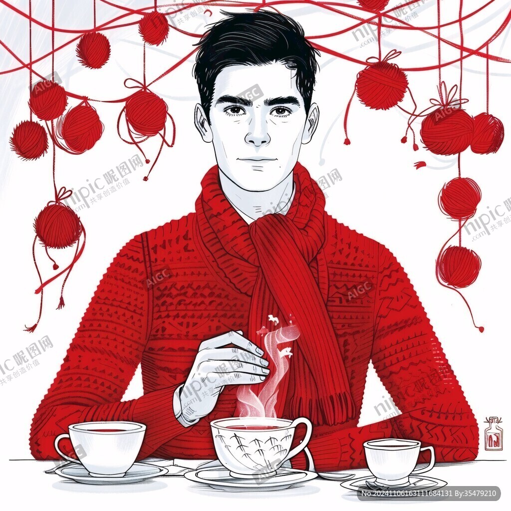 喝奶茶的男人