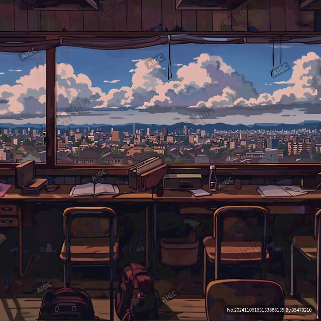 唯美校园插画