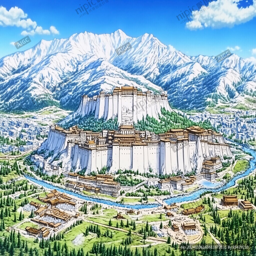 布达拉宫插画