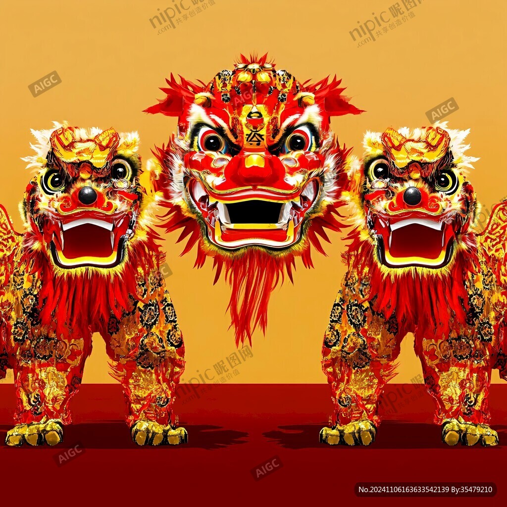 舞狮包装插画