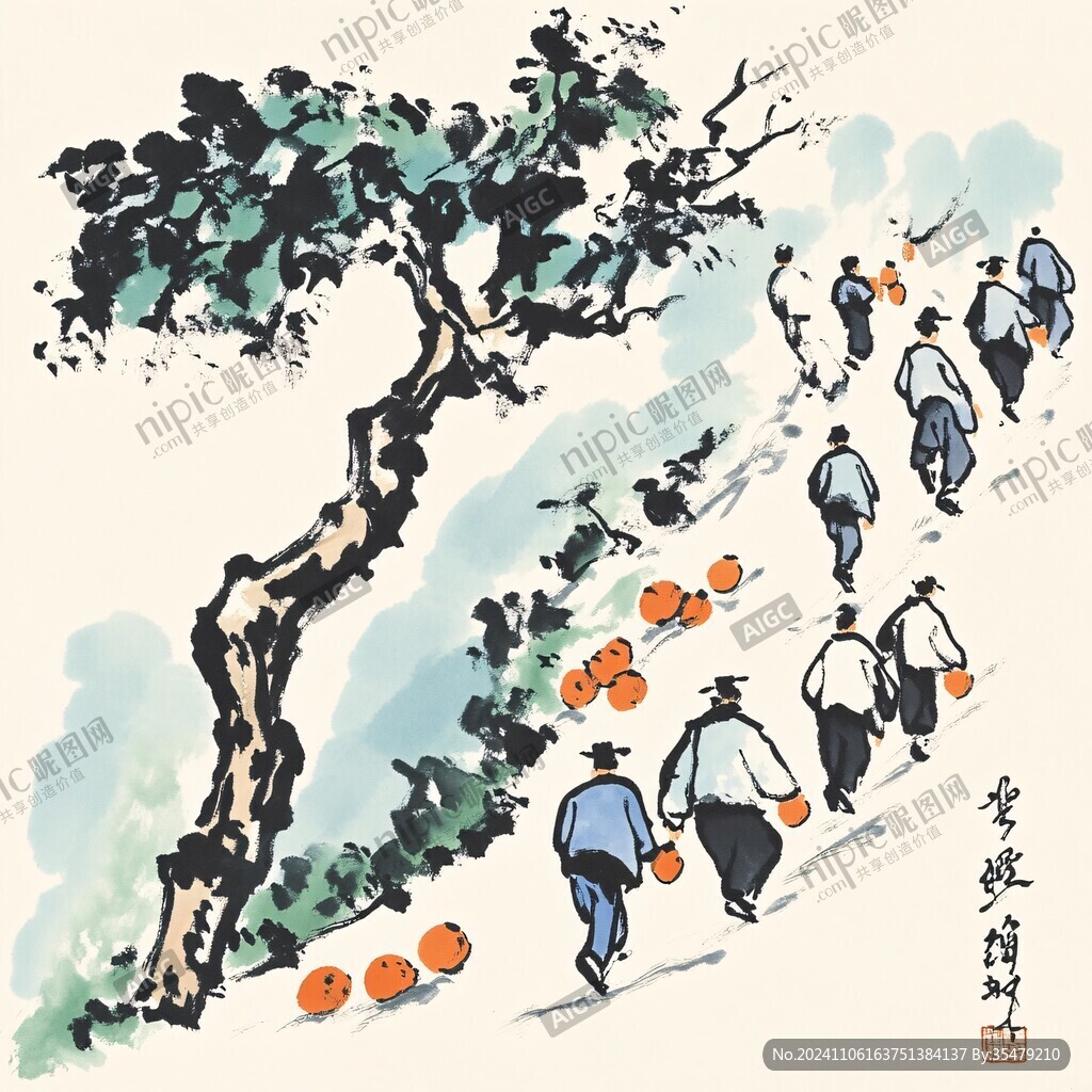 果场人物绘画