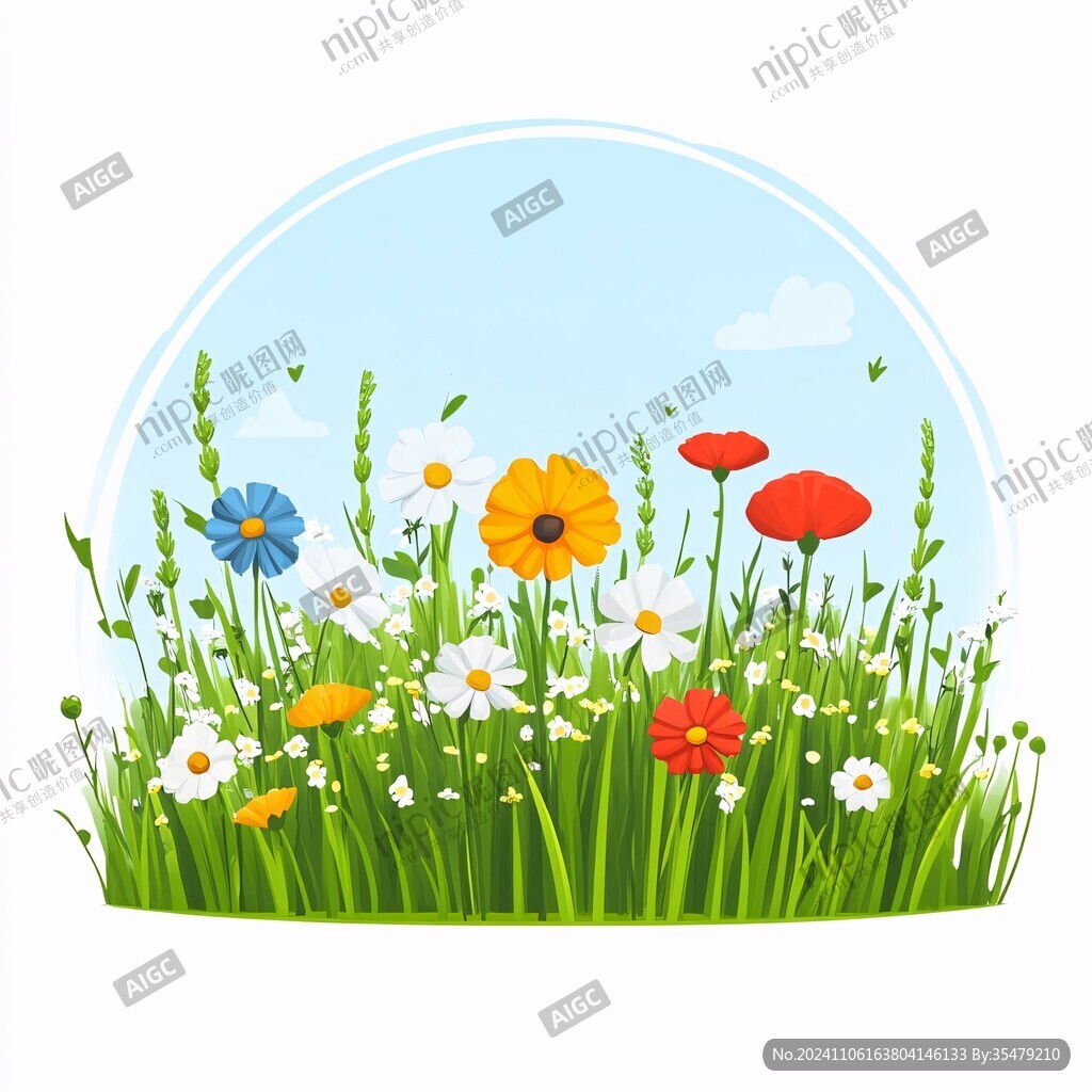卡通花草边框