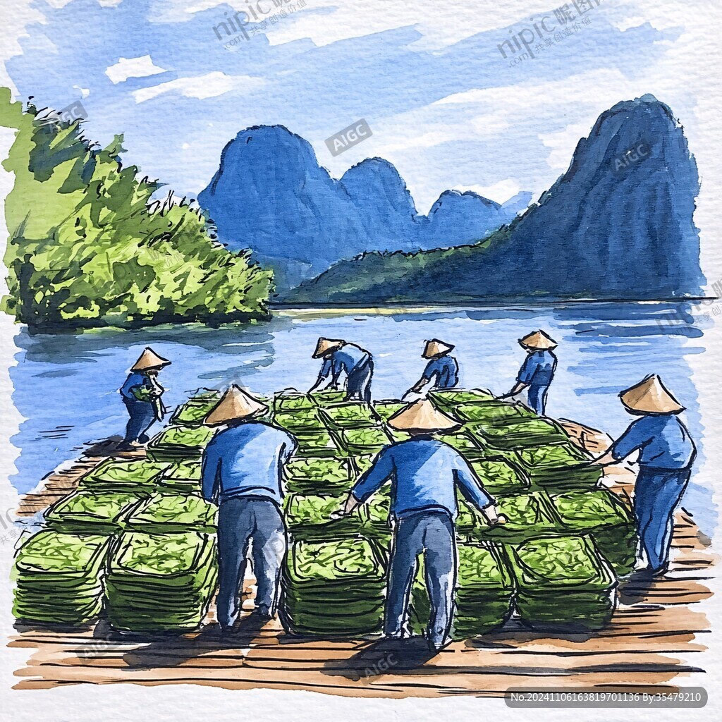 广西手绘插画广西水彩