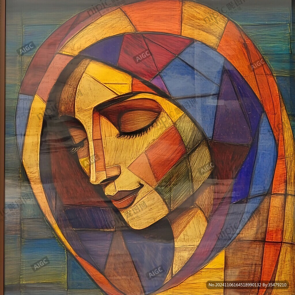 人脸色块拼接装饰画