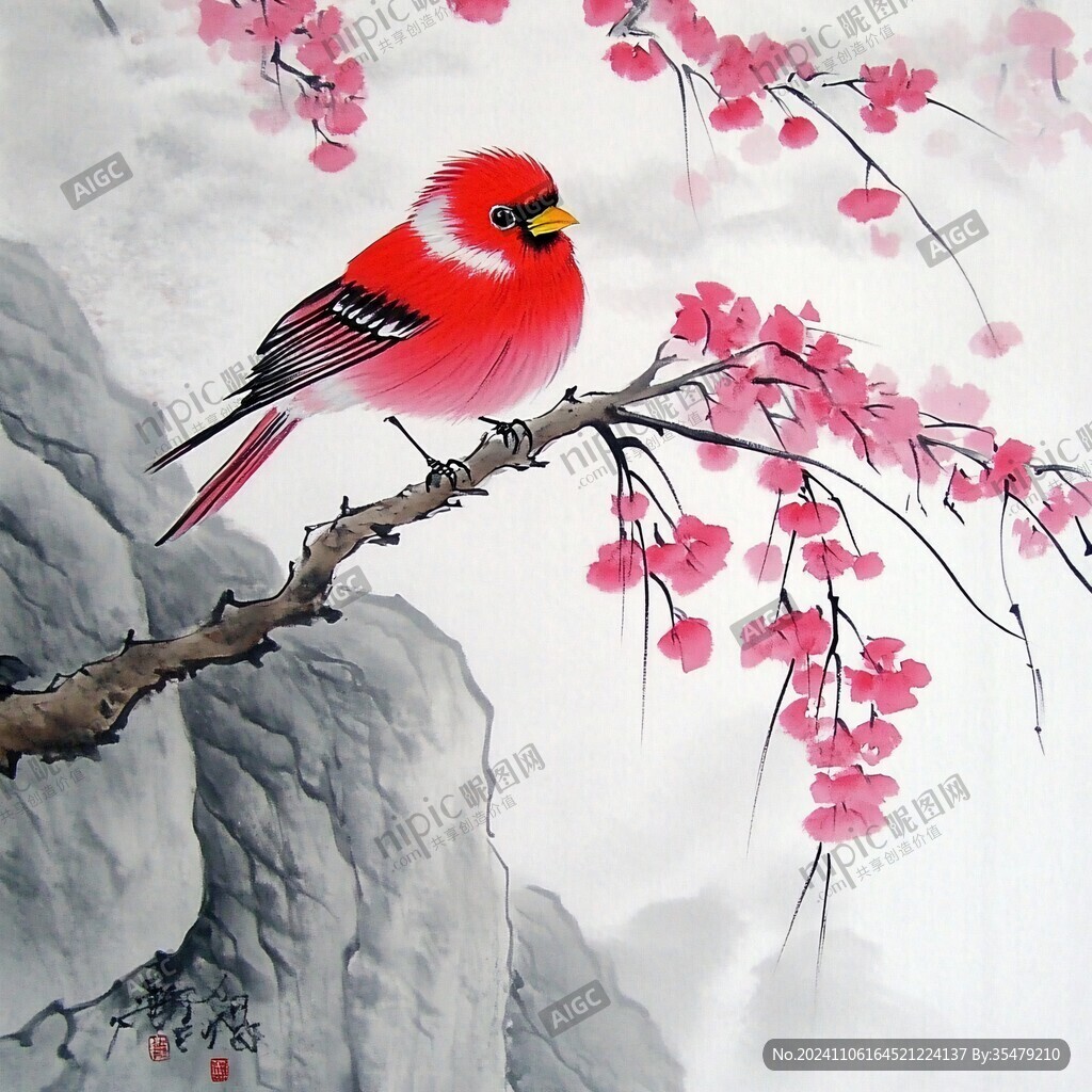 手绘工笔画花鸟画油画