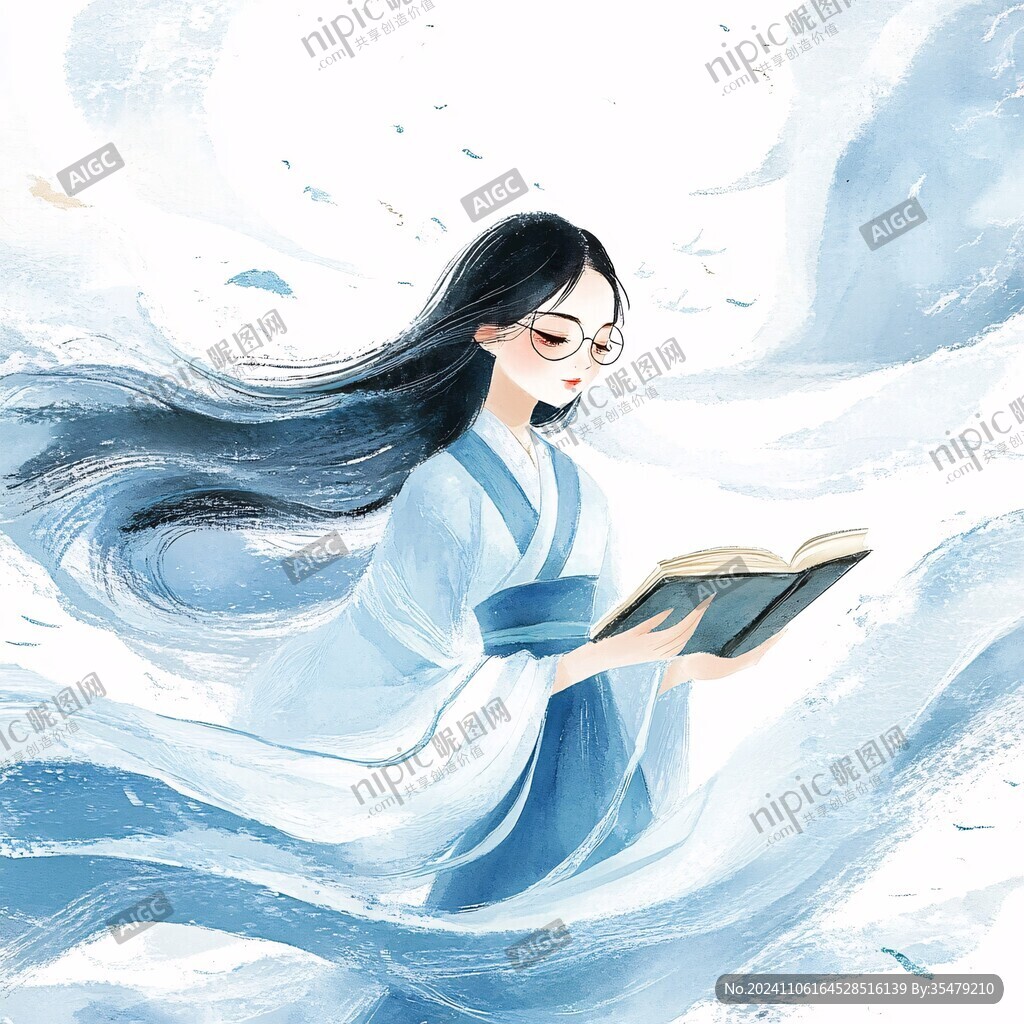 读书女孩插画