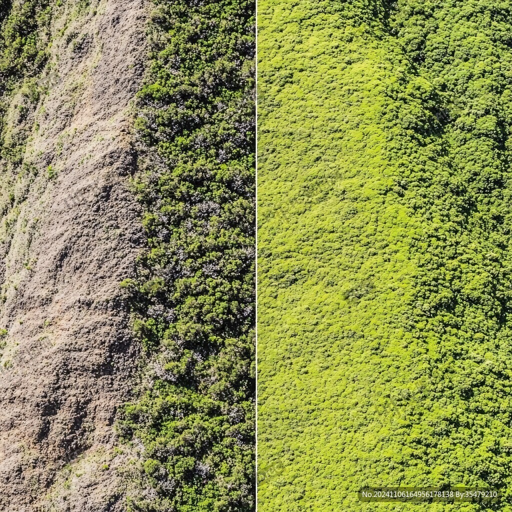 山坡自然植被航拍