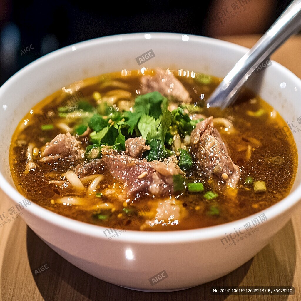 一碗牛肉面的特写